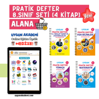 UYGUN – Pratik Defter – 8. Sınıf Seti (4 Kitap) Alana Online Eğitim Üyelik Hediye!