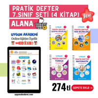 UYGUN – Pratik Defter – 7. Sınıf Seti (4 Kitap) Alana Online Eğitim Üyelik Hediye!