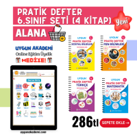 UYGUN – Pratik Defter – 6. Sınıf Seti (4 Kitap) Alana Online Eğitim Üyelik Hediye!