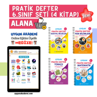 UYGUN – Pratik Defter – 6. Sınıf Seti (4 Kitap) Alana Online Eğitim Üyelik Hediye!