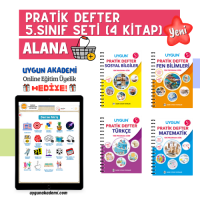 UYGUN – Pratik Defter – 5. Sınıf Seti (4 Kitap) Alana Online Eğitim Üyelik Hediye!
