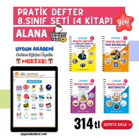 UYGUN – Pratik Defter – 8. Sınıf Seti (4 Kitap) Alana Online Eğitim Üyelik Hediye!