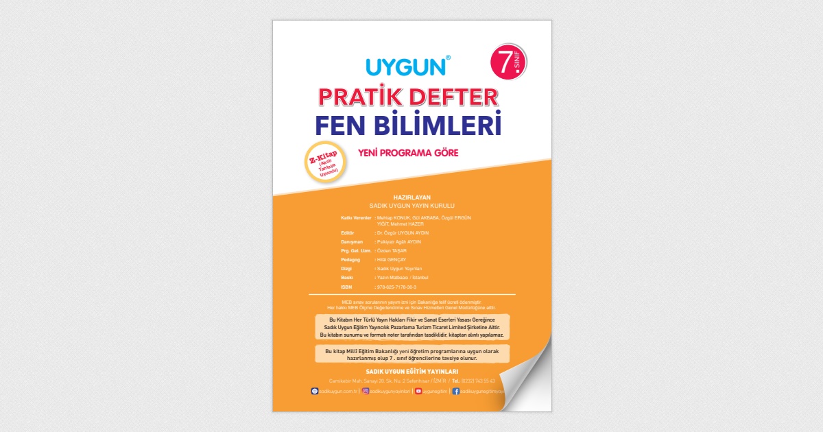 UYGUN PRATİK DEFTER FEN BİLİMLERİ 7. SINIF UYGUN PRATİK DEFTER FEN BİLİMLERİ 7. SINIF